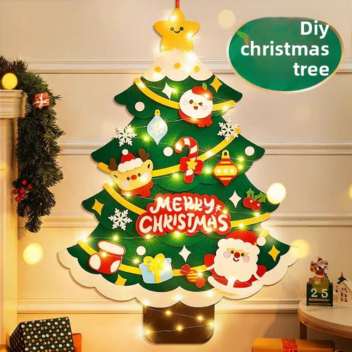 DIY Felt Christmas Tree Wall Decoration with LED Lights