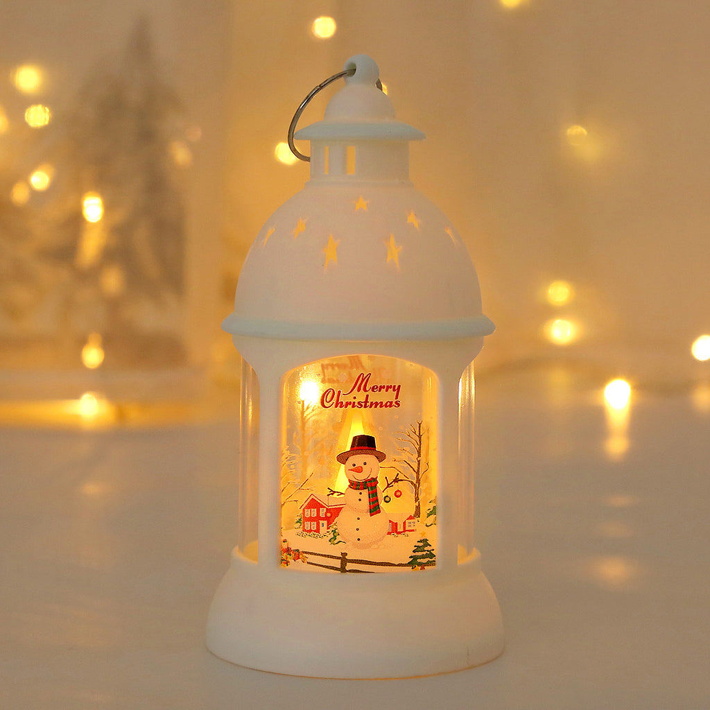 Christmas Decorative Cylinder Wind Light with Santa Snowman Designs
